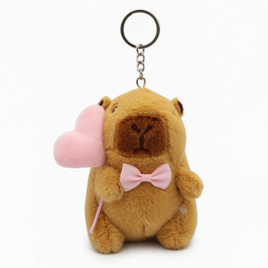 Bownot Blush Pink Heart Capybara Keychain Plush