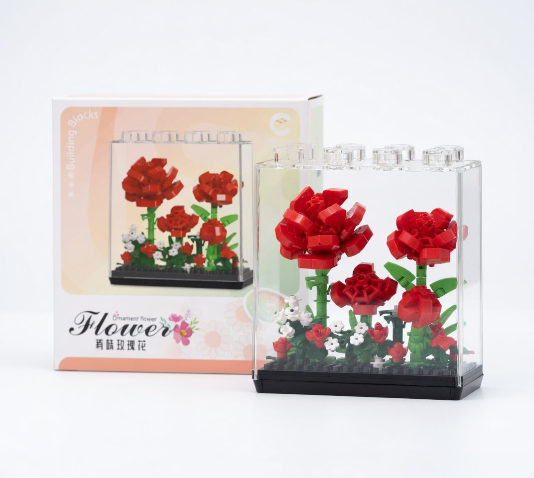 Vibrant Red Rose Flower Bouquet in Clear Case